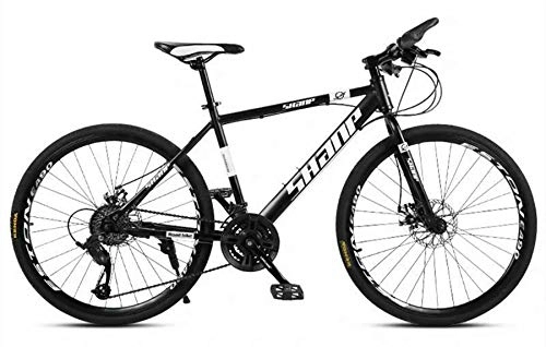 Mountain Bike : Mountain Bicycle 26 Inch, High Carbon Steel And Aluminum Alloy Frame 27 Speed MTB Bike Spoked Wheel Road Bike Outdoor Bike, Black