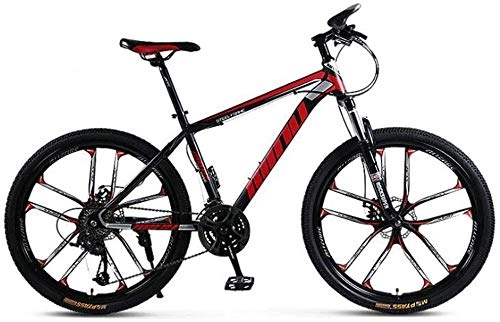 Mountain Bike : Mountain Bicycle, City Bike, 27 Speed Double Disc Brake, Ten Cutter Wheel, Off-Road, Variable-Speed, Shock-Absorbing, for Sports Outdoor Cycling Travel Work Out and Commuting ( Color : Black red )