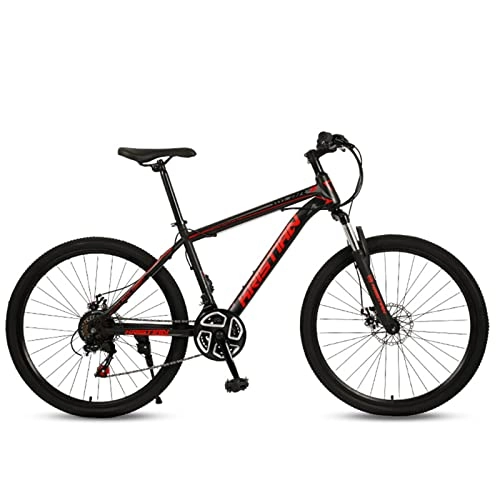 Mountain Bike : Mountain Bike 21 / 24 / 27 Speed Full Suspension High-Carbon Steel MTB Bicycle，Rigid Hardtail，26-Inch Wheels，Dual Disc Brake Non-Slip，for Adult & Teenagers，Multiple Colo black red- 24
