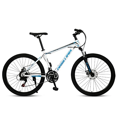 Mountain Bike : Mountain Bike 21 / 24 / 27 Speed Full Suspension High-Carbon Steel MTB Bicycle，Rigid Hardtail，26-Inch Wheels，Dual Disc Brake Non-Slip，for Adult & Teenagers，Multiple Colo white blue- 27