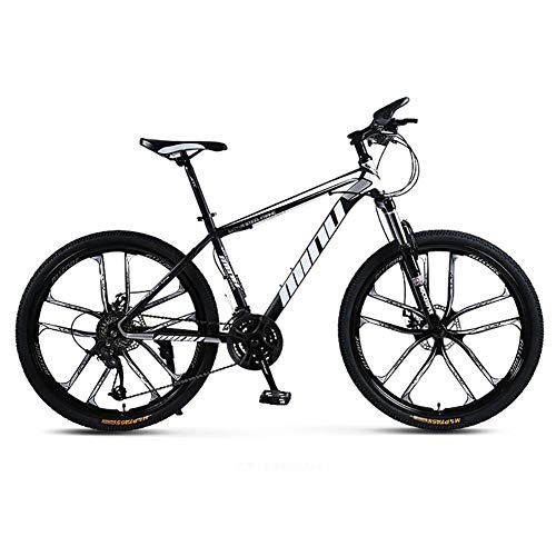 Mountain Bike : Mountain Bike 21 Speed, 26 Inch Wheels 21 / 24 / 27 / 30 Speed 4 Choices, Full Suspension Double Disc Brake Mountain Bike, Load 125Kg Lockable Fork Outroad Bicycles, black, 27 speed