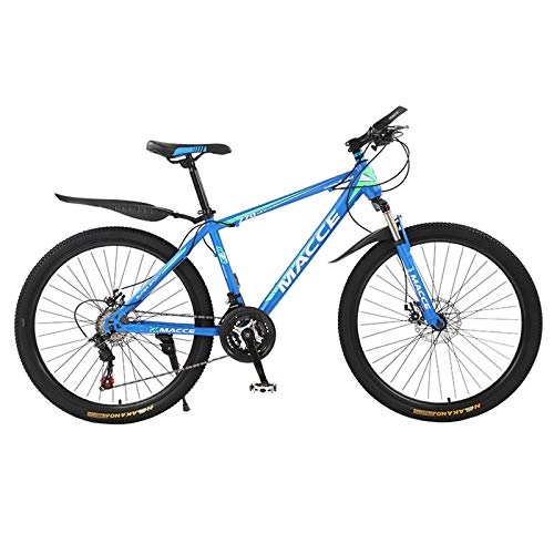 Mountain Bike : Mountain Bike, 21 Speed Bicycle, Full Suspension Road Bikes with Disc Brakes, High-Carbon Steel Mountain Bike, for Men / Women, Blue, 26 inch