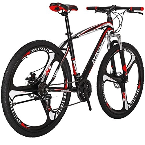 Mountain Bike : Mountain Bike, 21 Speeds Bike, 17.5Inch Carbon Steel Frame, 27.5 Inch Wheels, Disc Brakes, Multiple Colors[UK In Stock] (K-red)