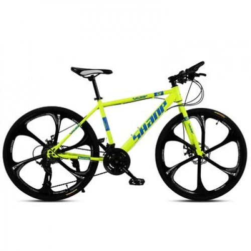 Mountain Bike : Mountain Bike, 24" Double Disc Brake High Carbon Steel Frame Mountain Bike 21 Speed Front And Rear Double Shock Absorption Students Fast Folding Bicycle, Yellow