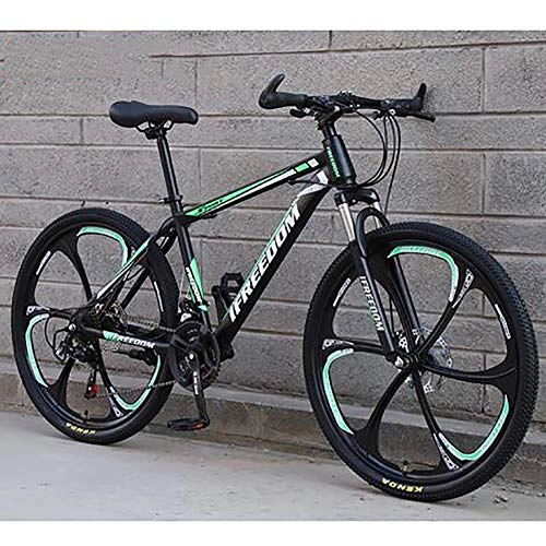 Mountain Bike : Mountain Bike 24 Inch 21 Speed High Carbon Steel Full Suspension Frame Bicycles gears Dual Disc Brakes Mountain Outroad Bicycle For Office Workers Students Commuting, black green, 24 inch 21 speed