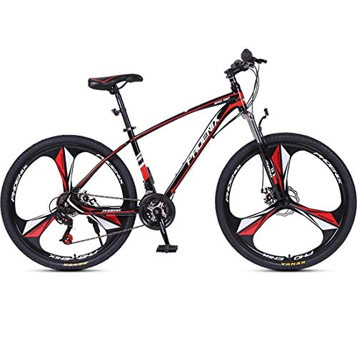 Mountain Bike : Mountain Bike, 24 Speed 26 Inch 3-Spoke Wheels Shock Absorption Mountain Bicycle, Aluminum Alloy Frame, Off-Road Road Bike, Adult Riding outside Sports, Red