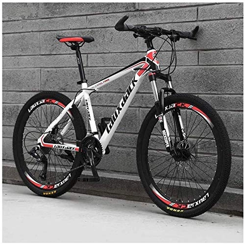 Mountain Bike : Mountain Bike 24 Speed 26 Inch Double Disc Brake Front Suspension HighCarbon Steel Bikes White