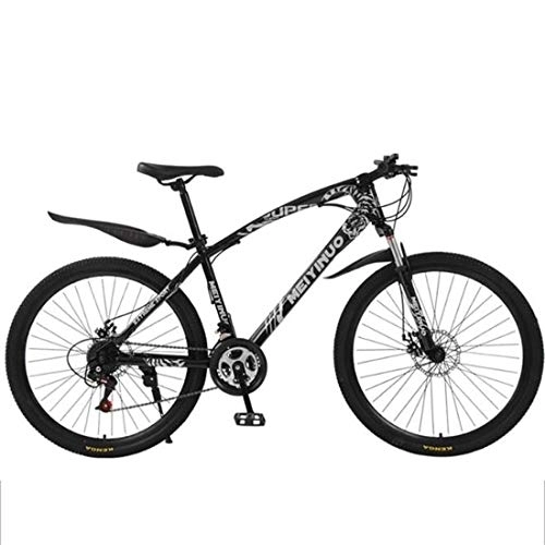 Mountain Bike : Mountain Bike, 26" Carbon Steel Frame Ravine Bicycles, Dual Disc Brake Front Suspension (Color : Black, Size : 27 Speed)