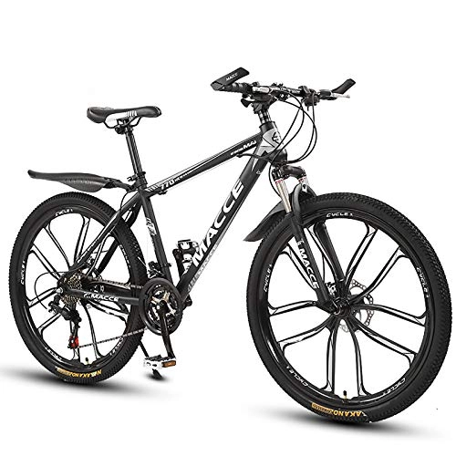 Mountain Bike : Mountain Bike - 26 Inch - 21, 24 Or 27-Speed Gears, Fork Suspension - Bicycle for Men And Women Mountain Bike Bicycle Adult Road Racing Race Bikes Double Disc Brake, Black, 24 Speed Gears