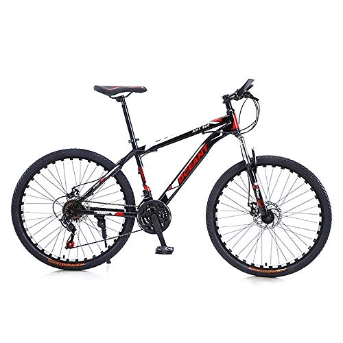 Mountain Bike : Mountain bike 26-inch 21-speed with disc brakes for adult students men's and girls' road high-carbon steel off-road racing bikes-Red