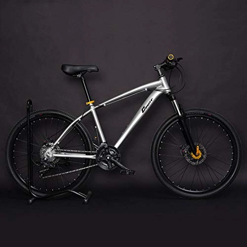 Mountain Bike : Mountain Bike 26 Inch Aluminum Alloy Double Disc Brake Speed Off Road Shock Absorber Student Bicycle-Silver_21speed