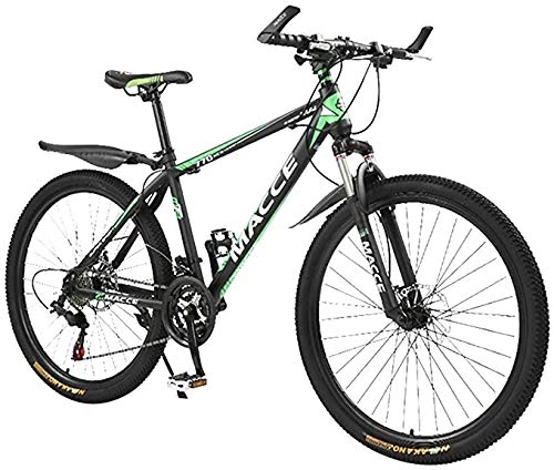 Mountain Bike : Mountain Bike 26 Inch for Men Shock Absorber Road Off-road Mountain Bike with 24 Speed Dual Disc Brakes, Green