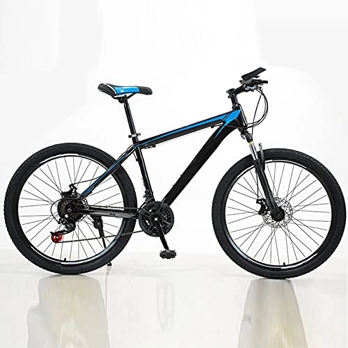 Mountain Bike : Mountain Bike, 26-Inch High-Carbon Steel Wind Breaking Spoke Wheel Double Disc Brake MTB Bicycle Adult Student Outdoors Sport Cycling, Blue, 27 speed