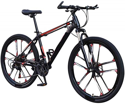 Mountain Bike : Mountain Bike, 26-Inch Mountain Trail Bike, High Carbon Steel Dual-Suspension Bicycles, 6 Spoke 21 Speeds Drivetrain Non-Slip Bike, Shifter Bicycle Full Suspension Bicycle, Red