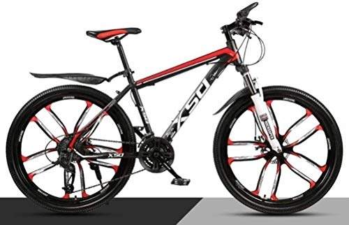 Mountain Bike : Mountain Bike 26 Inch Shock Absorption High-Carbon Steel Variable Speed, City Road Bicycle Male and Female Students Bicycle, for Outdoor Sports, Exercise (Color : Black Red, Size : 30 speed)