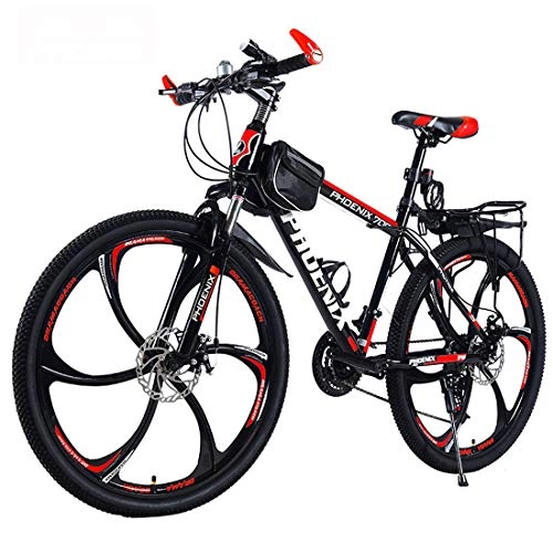 Mountain Bike : Mountain Bike, 26 Inches Wheels Bicycle, Double Disc Brake System, 21 / 24 / 27 Speed MTB, (Black Red, Black Blue, White Red, White Blue) 3 Cutter Wheels, 6 Cutter Wheels, B2, 27