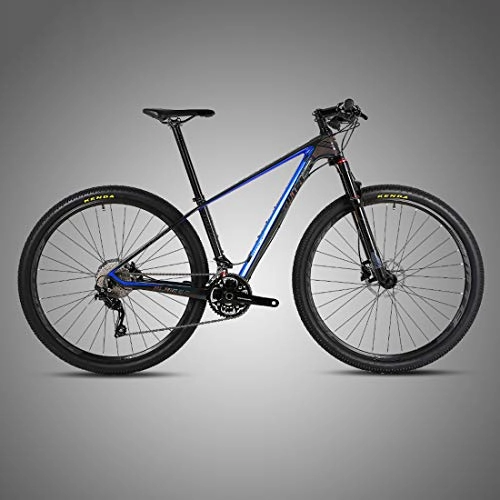 Mountain Bike : Mountain Bike, 27.5 / 29 Inch with Super Lightweight Carbon Fiber SHIMANO Oil Disc Brake, Premium Full Suspension and SHIMANO SLX / M7000-22 / 33 Speed Gear, Blue, 29inch*19inch