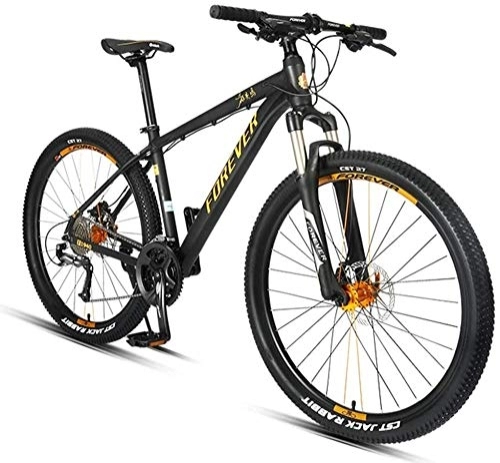 Mountain Bike : Mountain bike 27.5 Inch Adult 27-Speed Hardtail Mountain Bike, Aluminum Frame Adjustable Seat Gold