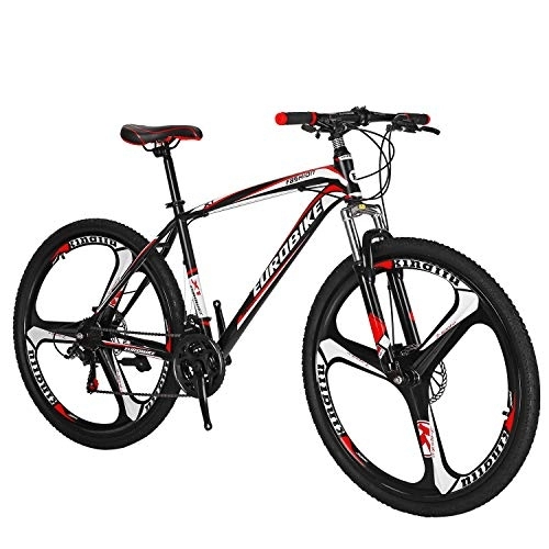 Mountain Bike : Mountain bike, 27.5 mens mountain bike，Daul Disc Brakes 21 Speed, Mens Bicycle, Front Suspension MTB, 27.5" For Adult, Men / Women(Red Mag wheels)
