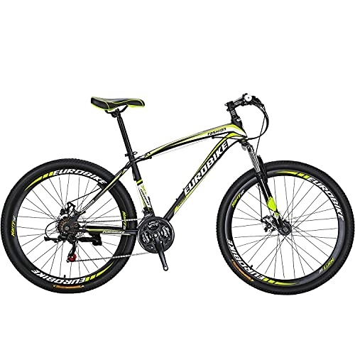 Mountain Bike : Mountain Bike 27.5" Wheels 21 Speed Dual Disc Brakes For men or women Front Suspension for adult (Yellow Aluminium rims)