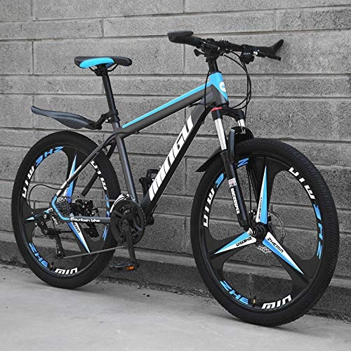 Mountain Bike : Mountain Bike, Adult 24 / 26 Inch, Disc Brake Shock Change Speed Mountain Bike, Bicycle Road-Top With Three Knives - Gray Blue_24 Speed (Default 26 Inch)，Disc Brake Bike