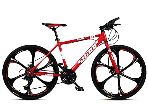 Mountain Bike : Mountain Bike, Adult Men, Women, Road Racing, Students Teen, Go To Work-Six-Knife Version [Red]_24 Speed (Default 26 Inch)，Dual Suspension Bicycle