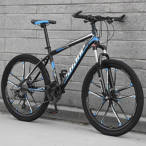 Mountain Bike : Mountain Bike, Adult Off-Road, Shifting Bike, Double Damping, Male And Female Student Bicycle-[Top Version] Ten Knives - Black Blue_27 Speed (Default 26 Inch)，Disc Brakes