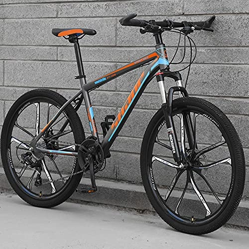 Mountain Bike : Mountain Bike, Adult Off-Road, Shifting Bike, Double Damping, Male And Female Student Bicycle-[Top Version] Ten Knives - Gray Orange_24 Speed (Default 26 Inch)，Disc Brake Bike