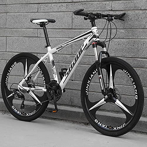 Mountain Bike : Mountain Bike, Adult Off-Road, Shifting Bike, Double Damping, Male And Female Student Bicycle-[Top Version] Three Knives - White Black_21 Speed (Default 26 Inch)，Road Bike