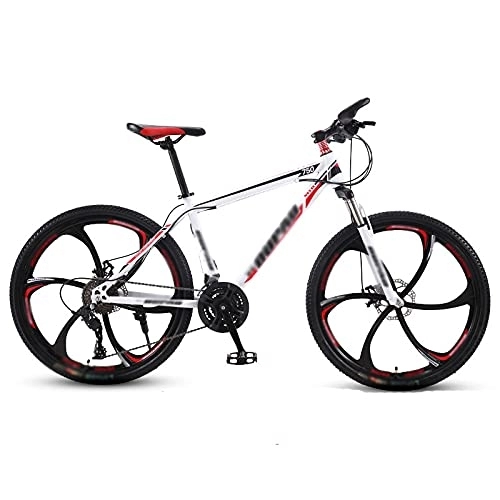 Mountain Bike : Mountain Bike, Adult Variable-speed Shock-absorbing Bicycle, Lightweight Adult Student Cross-country Road Racing(Color:Six Knife Wheel-White Red)