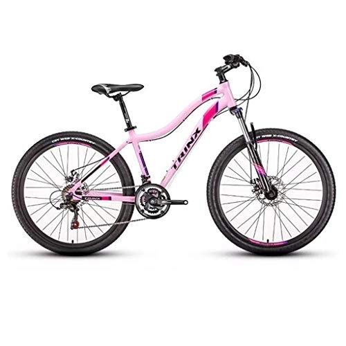 Mountain Bike : Mountain Bike, Aluminium Alloy Women Bicycles, Double Disc Brake and Locking Front Suspension, 26inch Wheel, 21 Speed (Color : Pink)