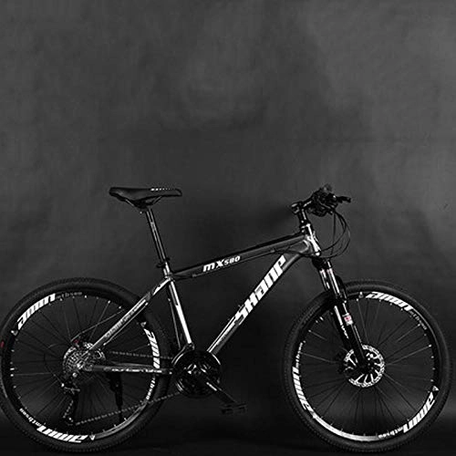 Mountain Bike : Mountain Bike Aluminum Frame 24 27 Speed 26 Inch Men and Women Adult Double Disc Brake Bicycle 2019 New-Black_24speed
