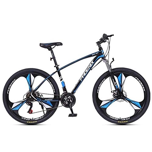 Mountain Bike : Mountain Bike / Bicycles, Carbon Steel Frame, Dual Disc Brake and Front Suspension and, 26inch / 27inch Spoke Wheels, 24 Speed (Color : Black+Blue, Size : 27.5inch)