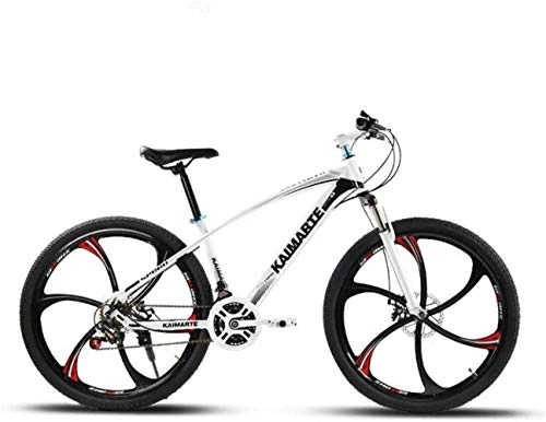 Mountain Bike : Mountain Bike BMX Adult Variable Speed Mountain Bike, Double Disc Brake Bikes, Beach Snowmobile Bicycle, Upgrade High-Carbon Steel Frame, 24 Inch Wheels (Color : White, Size : 21 speed)