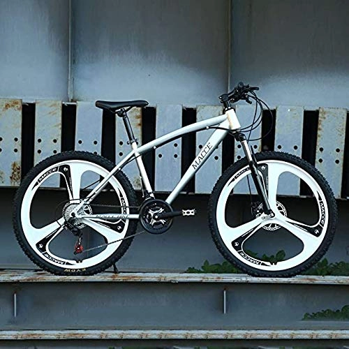Mountain Bike : Mountain Bike for Men 26inch Carbon Steel Mountain Bike 21 Speed Bicycle Full Suspension MTB, Silver