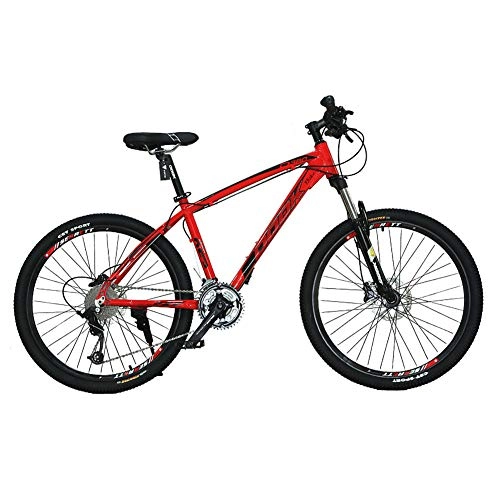 Mountain Bike : Mountain Bike Hard Tail 26 Inches Lightweight Aluminum Alloy Frame 27 Speed All-terrain City Bike Lockable Front Fork Double Disc Brake Multifunctional Bicycle, Red