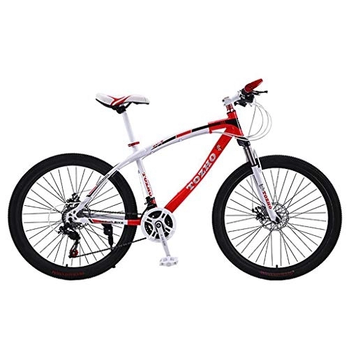 Mountain Bike : Mountain Bike, Hardtail Mountain Bicycles, Dual Disc Brake and Front Suspension, 26" Wheel, Carbon Steel Frame (Color : Red, Size : 21 Speed)