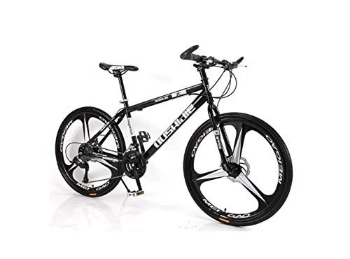 Mountain Bike : Mountain Bike, Mountain Bike Unisex Mountain Bike 21 / 24 / 27 / 30 Speed ​​High-Carbon Steel Frame 26 Inches 3-Spoke Wheels Bicycle Double Disc Brake for Student, Black, 30 Spee