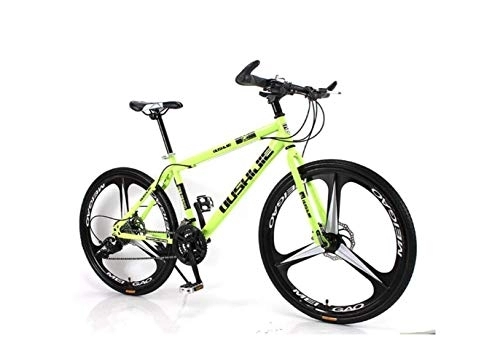 Mountain Bike : Mountain Bike, Mountain Bike Unisex Mountain Bike 21 / 24 / 27 / 30 Speed ​​High-Carbon Steel Frame 26 Inches 3-Spoke Wheels Bicycle Double Disc Brake for Student, Green, 27 Spee