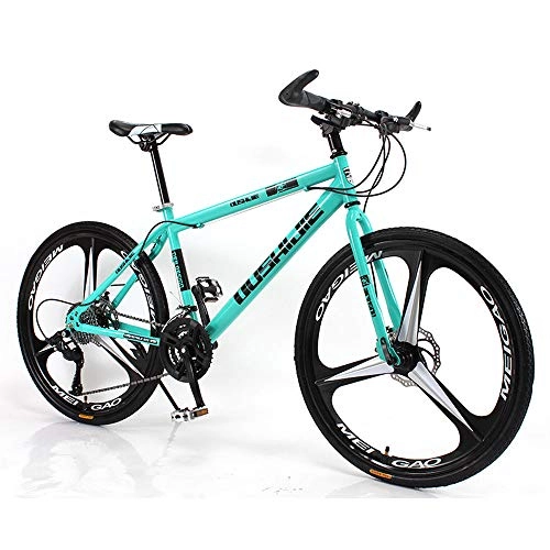 Mountain Bike : Mountain Bike, One-Wheel Carbon Steel Bike, 26-Inch Male And Female Shock-Absorbing Variable Speed Student Bikes, 21 / 24 / 27 / 30-Speed Couple Mountain Bicycle, MTB, Green, 24 speed