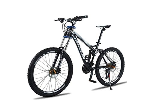 Mountain Bike : Mountain Bike Unisex Mountain Bike, 26 inch Aluminum Alloy Frame, 24 / 27 Speed Dual Suspension MTB Bike with Double Disc Brake, Black, 27 Speed