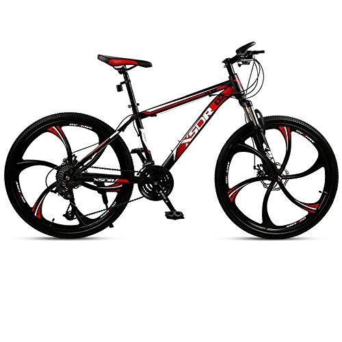 Mountain Bike : Mountain Bike Variable Speed One Round Six Knife Road Adult Students Cross Country Men and Women Bicycle-Red_24 Speed
