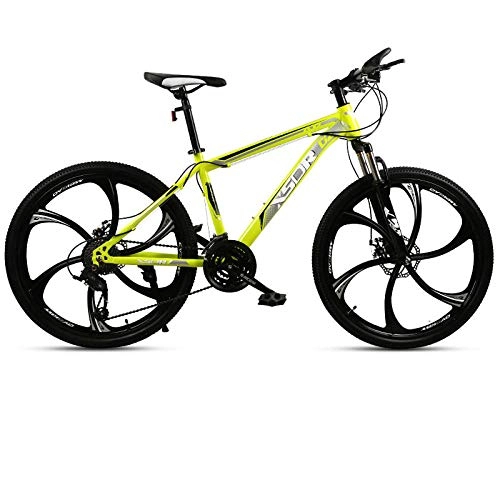Mountain Bike : Mountain Bike Variable Speed One Round Six Knife Road Adult Students Cross Country Men and Women Bicycle-Yellow_21 Speed