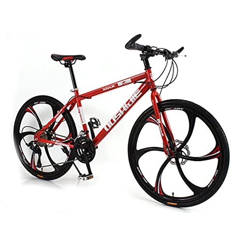 Mountain Bike : Mountain Bike, Women / Men 26 Inch Wheel Bicycle Carbon Steel Frame Bicycles, Double Disc Brake And Shockproof Front Fork(Size:27speed, Color:red)