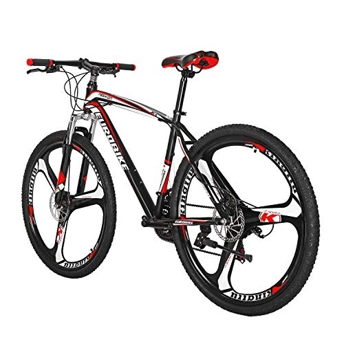Mountain Bike : Mountain Bike YH-X1 27.5 Inch Mag Wheels 21 Speed Dual Disc Brake for Mens Front Suspension Bicycle (3-SPOKE RED)