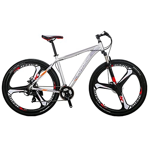 Mountain Bike : Mountain Bike YH-X9 21 Speed Shifter 29 Inch X-Large Wheels Bikes Aluminum Frame Dual Disc Brakes Mens Womens Bicycle 29er (3-SPOKE SILVER)