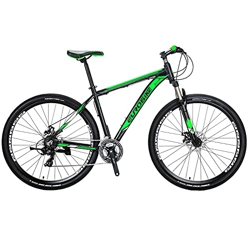 Mountain Bike : Mountain Bike YH-X9 21 Speed Shifter 29 Inch X-Large Wheels Bikes Aluminum Frame Dual Disc Brakes Mens Womens Bicycle 29er (MULTI-SPOKE GREEN)