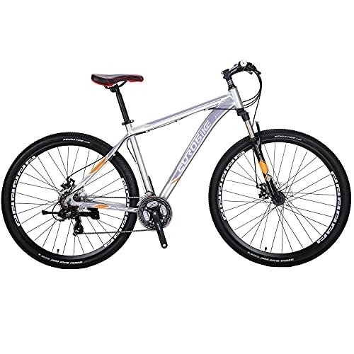 Mountain Bike : Mountain Bike YH-X9 21 Speed Shifter 29 Inch X-Large Wheels Bikes Aluminum Frame Dual Disc Brakes Mens Womens Bicycle 29er (MULTI-SPOKE SILVER)
