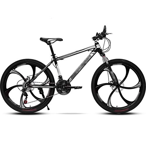 Mountain Bike : Mountain Bike Youth Shock-absorbing Road Bikes, Variable Speed Adult Bicycle, MTB 21 / 24 / 26 Spd, High Carbon Steel, Double Disc Brakes, Shock-absorbing Fork