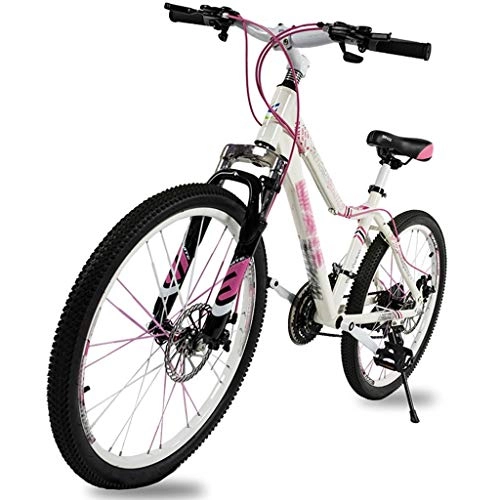 Mountain Bike : Mountain Bikes 24 inch women's variable speed adult off-road double disc brakes shock absorption non-slip male student lightweight bicycle (Color : Black and White, Size : 26 inch)